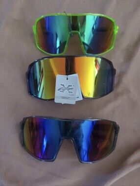 X Loop Men’s Mirrored Shield Sunglasses - Blue/Green Lensx